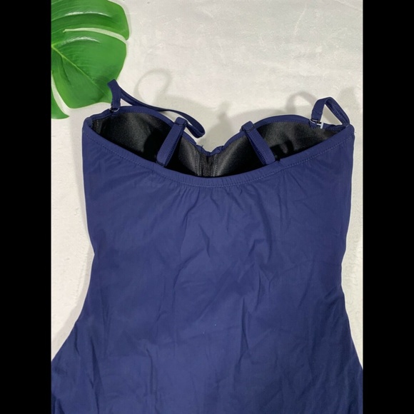 NEW $128 Profile by Gottex Lace-Up Strapless One-Piece Swimsuit Navy [ 10 ]‎ - Picture 9 of 12